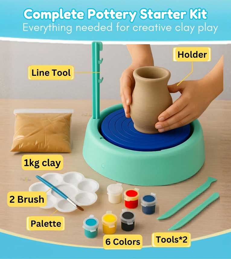 Kids Pottery Wheel Kit – DIY Battery Operated Pottery Making